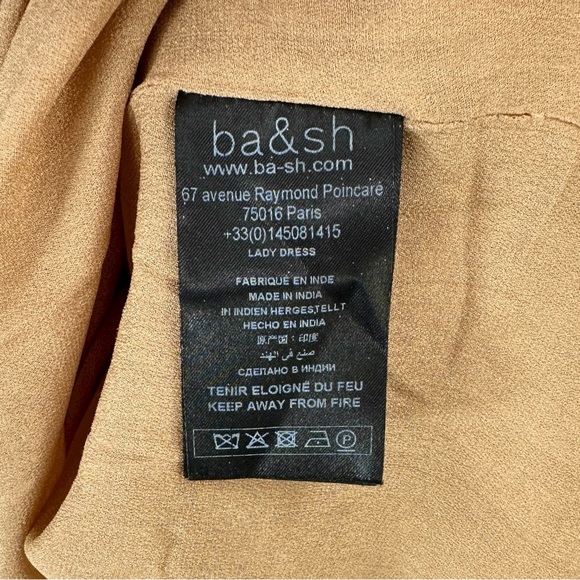 Ba&sh Quartz Dress - Metallic Gold Brown Floral V-Neck Long Sleeve Maxi Dress - Picture 13 of 14